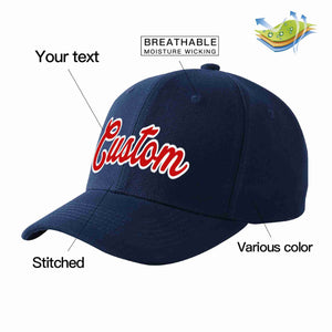 Conception personnalisée de casquette de baseball de sport incurvée rouge-blanc pour hommes/femmes/jeunes