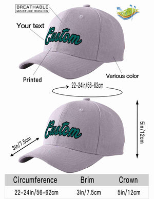 Conception personnalisée de casquette de baseball de sport incurvée gris aqua-noir pour hommes/femmes/jeunes