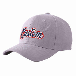 Conception personnalisée de casquette de baseball de sport incurvée gris marine-blanc pour hommes/femmes/jeunes