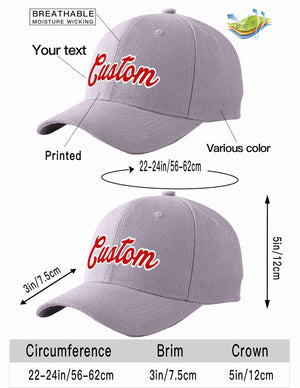 Custom Gray Red-White Curved Eaves Sport Baseball Cap Design for Men/Women/Youth