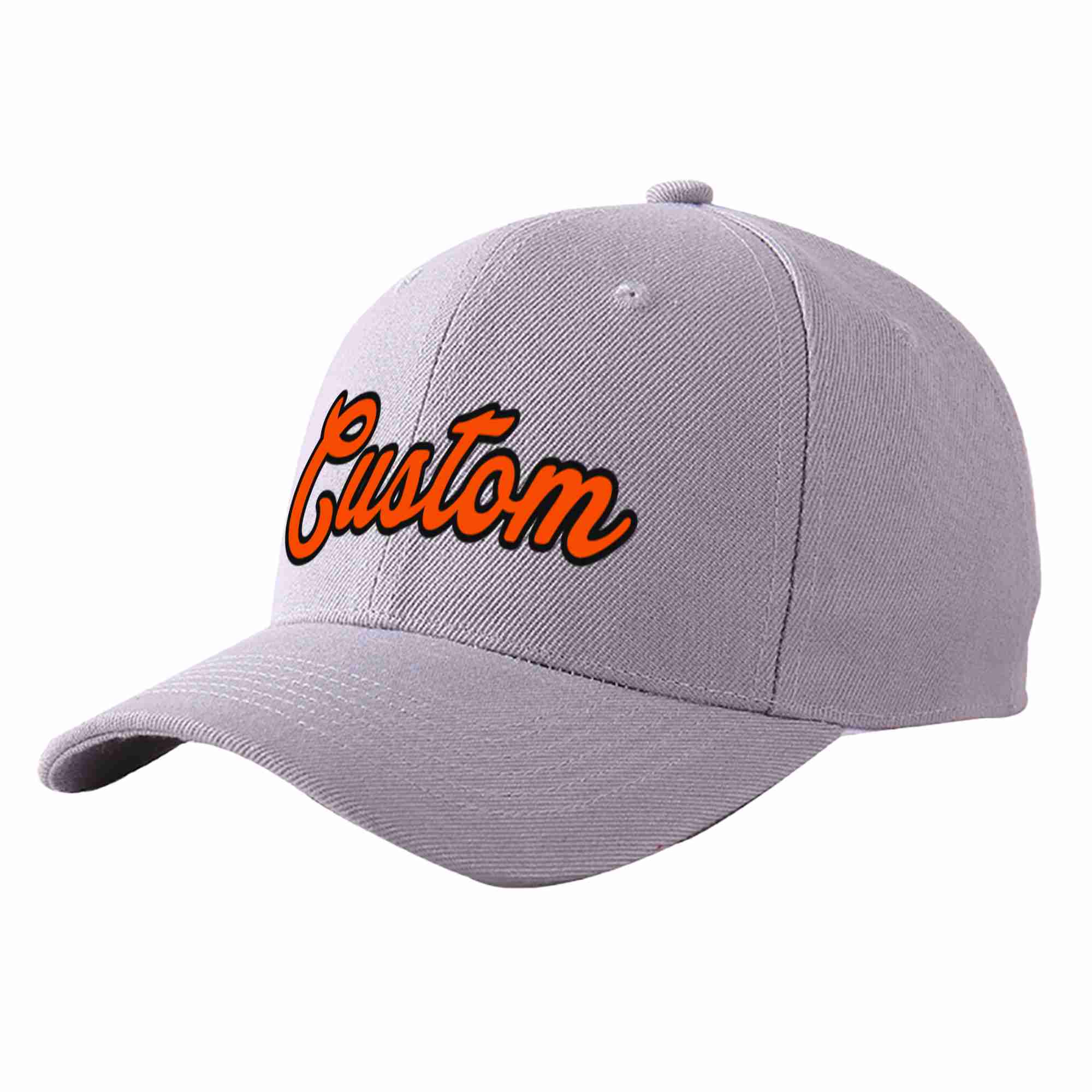 Conception personnalisée de casquette de baseball de sport incurvée gris orange-noir pour hommes/femmes/jeunes