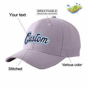 Custom Gray Navy-White Curved Eaves Sport Baseball Cap Design for Men/Women/Youth