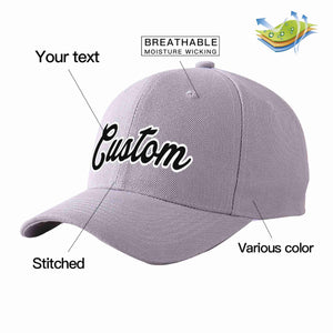 Custom Gray Black-White Curved Eaves Sport Baseball Cap Design for Men/Women/Youth