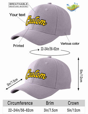 Custom Gray Gold-Black Curved Eaves Sport Baseball Cap Design for Men/Women/Youth