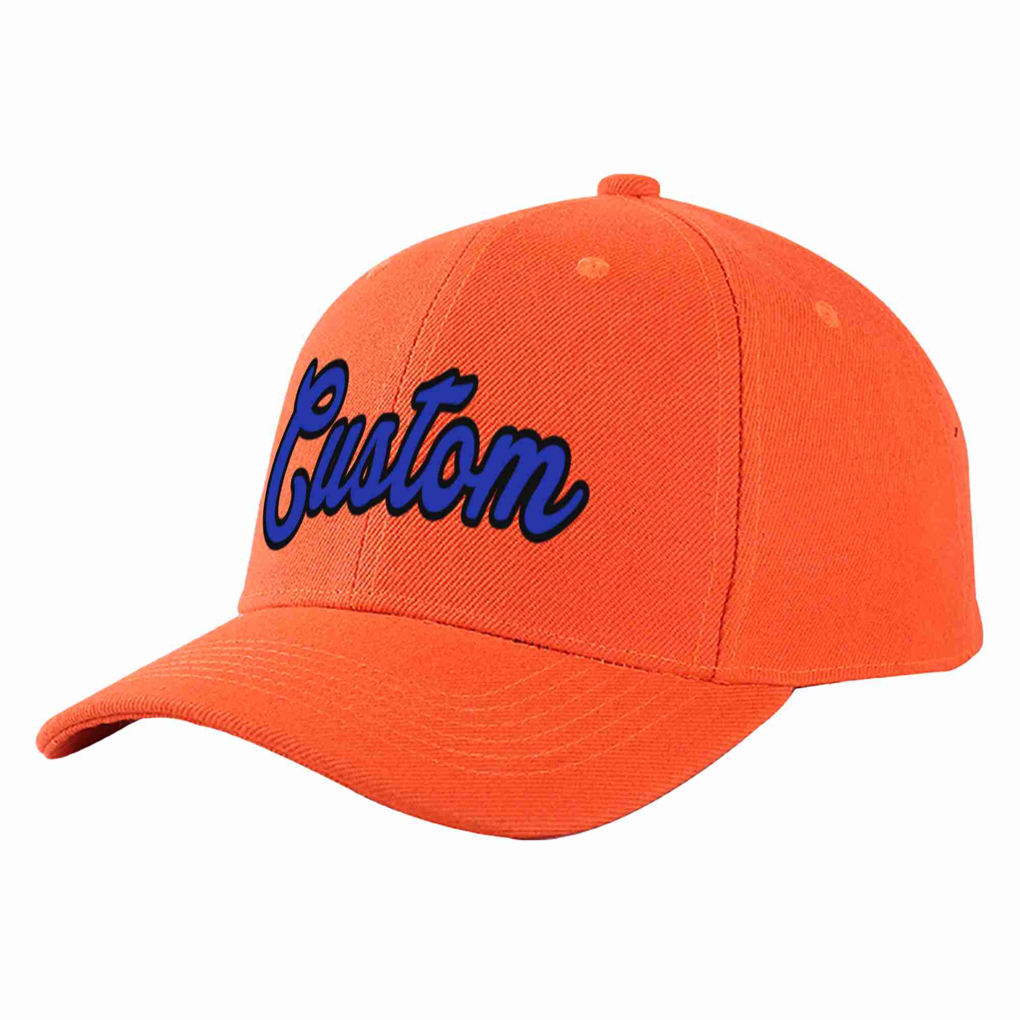 Custom Tangerine Royal-Black Curved Eaves Sport Baseball Cap Design for Men/Women/Youth