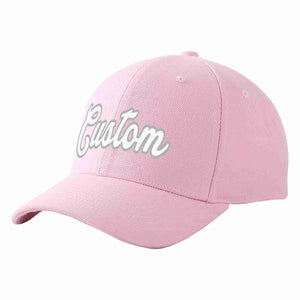 Conception personnalisée de casquette de baseball de sport incurvée rose blanc-gris pour hommes/femmes/jeunes