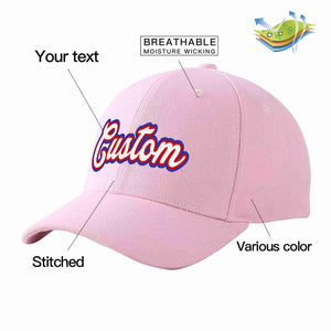 Custom Pink White-Red Curved Eaves Sport Baseball Cap Design for Men/Women/Youth