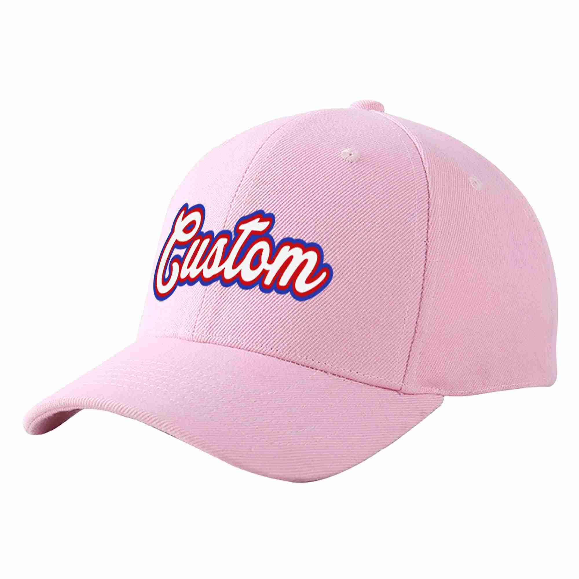 Conception personnalisée de casquette de baseball de sport incurvée rose blanc-rouge pour hommes/femmes/jeunes