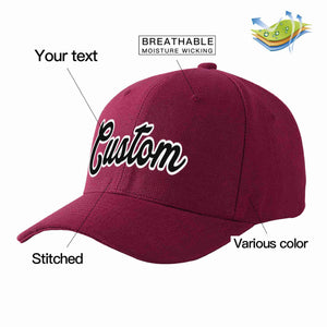 Conception personnalisée de casquette de baseball de sport à avant-toit incurvé noir-blanc de vin rouge pour hommes/femmes/jeunes