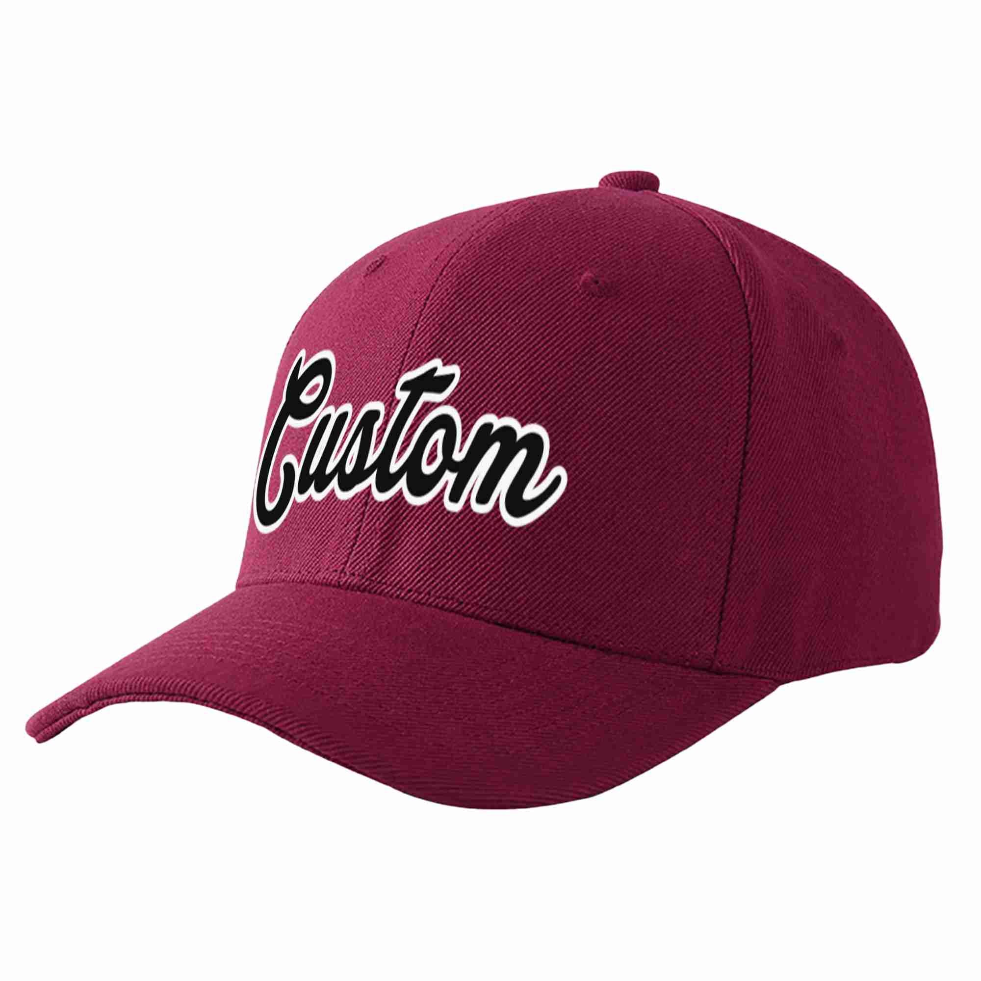 Custom Red Wine Black-White Curved Eaves Sport Baseball Cap Design for Men/Women/Youth