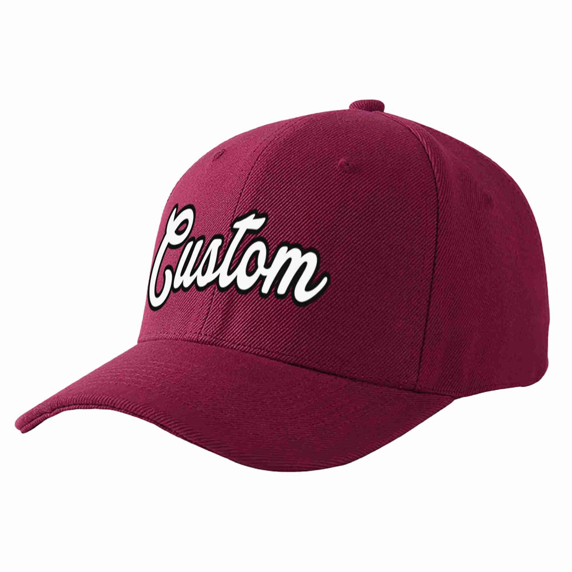 Conception personnalisée de casquette de baseball de sport incurvée blanc-noir de vin rouge pour hommes/femmes/jeunes