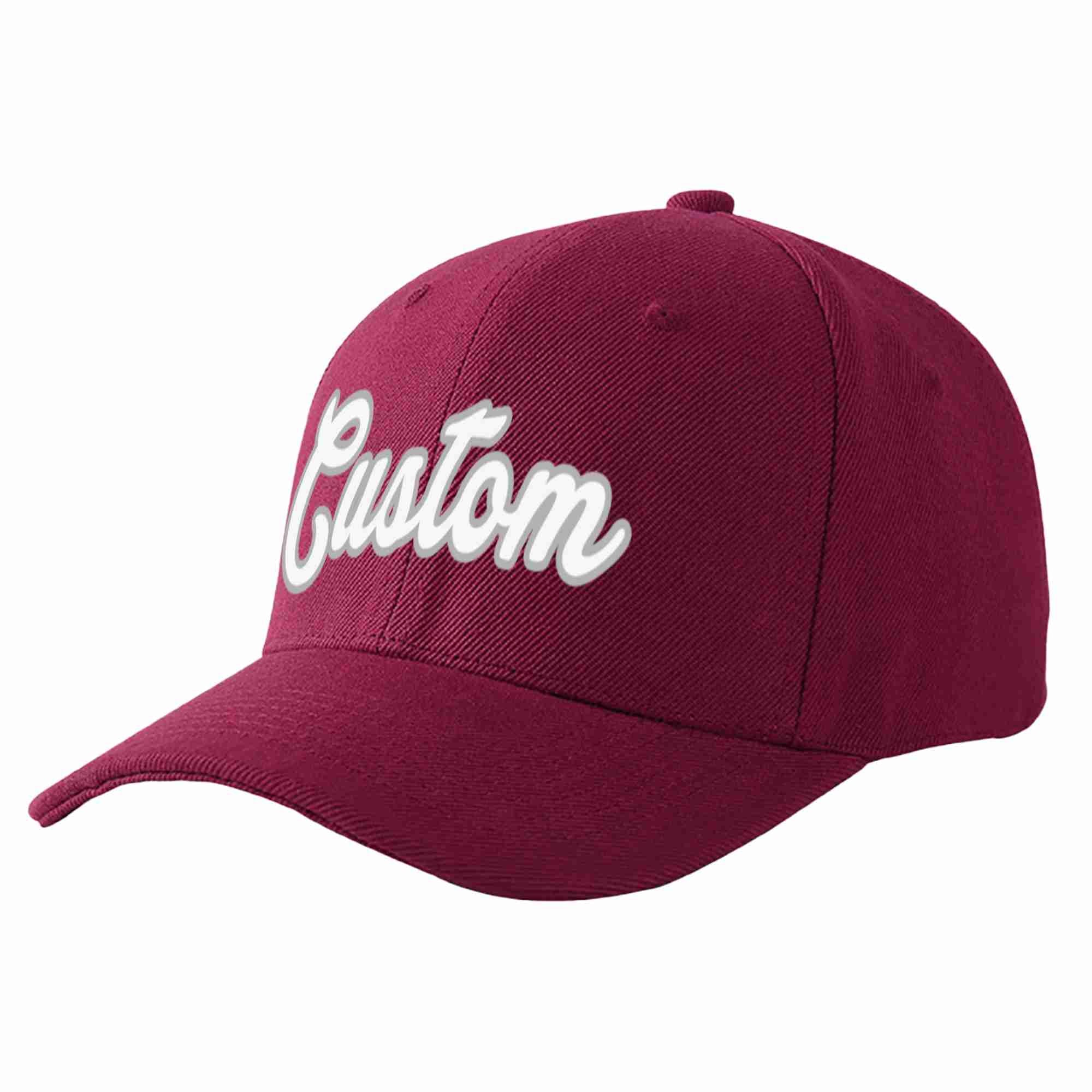 Custom Red Wine White-Gray Curved Eaves Sport Baseball Cap Design for Men/Women/Youth