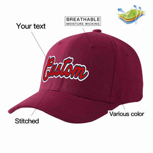 Custom Red Wine Red-Navy Curved Eaves Sport Baseball Cap Design for Men/Women/Youth