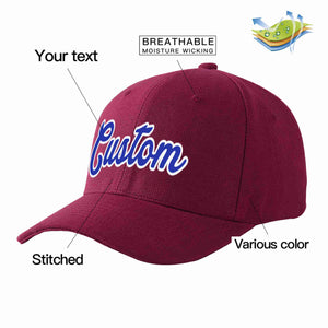 Custom Red Wine Royal-White Curved Eaves Sport Baseball Cap Design for Men/Women/Youth