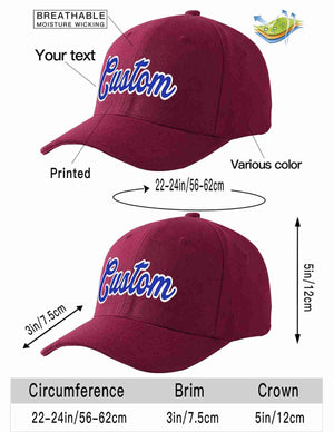 Custom Red Wine Royal-White Curved Eaves Sport Baseball Cap Design for Men/Women/Youth