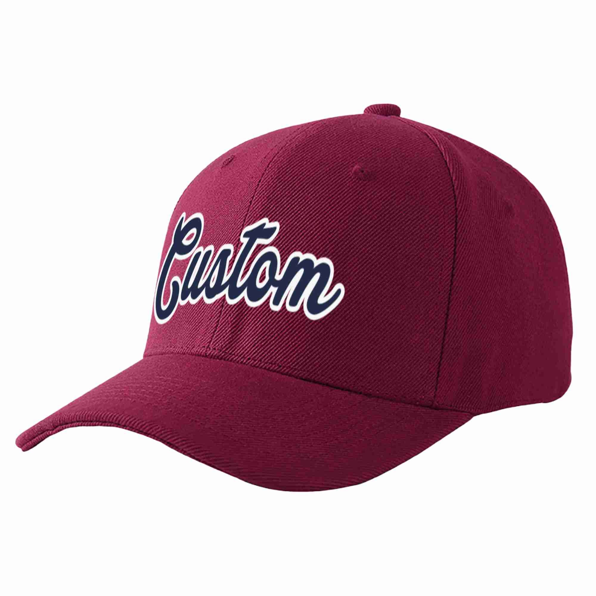 Custom Red Wine Navy-White Curved Eaves Sport Baseball Cap Design for Men/Women/Youth