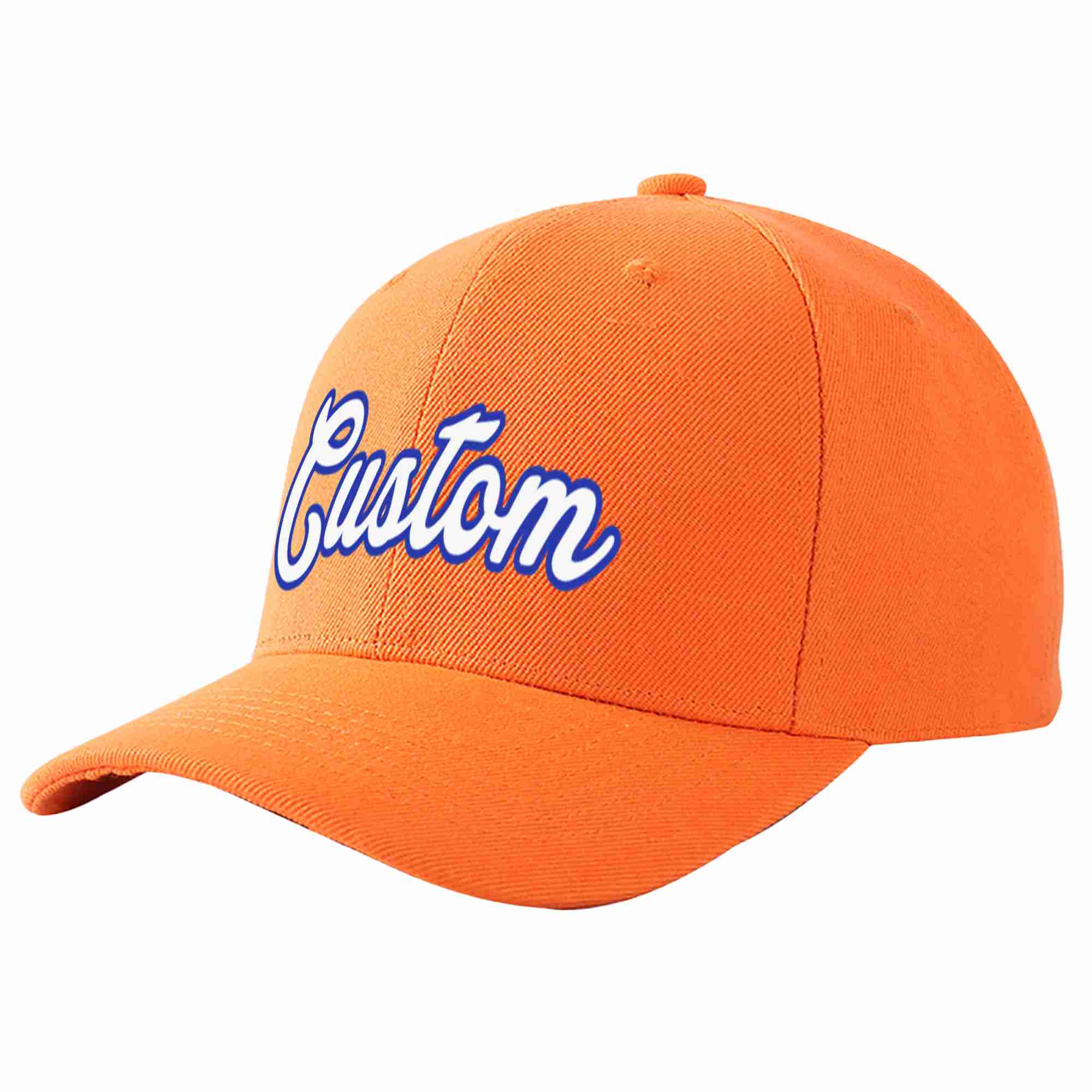 Custom Orange White-Royal Curved Eaves Sport Baseball Cap Design for Men/Women/Youth