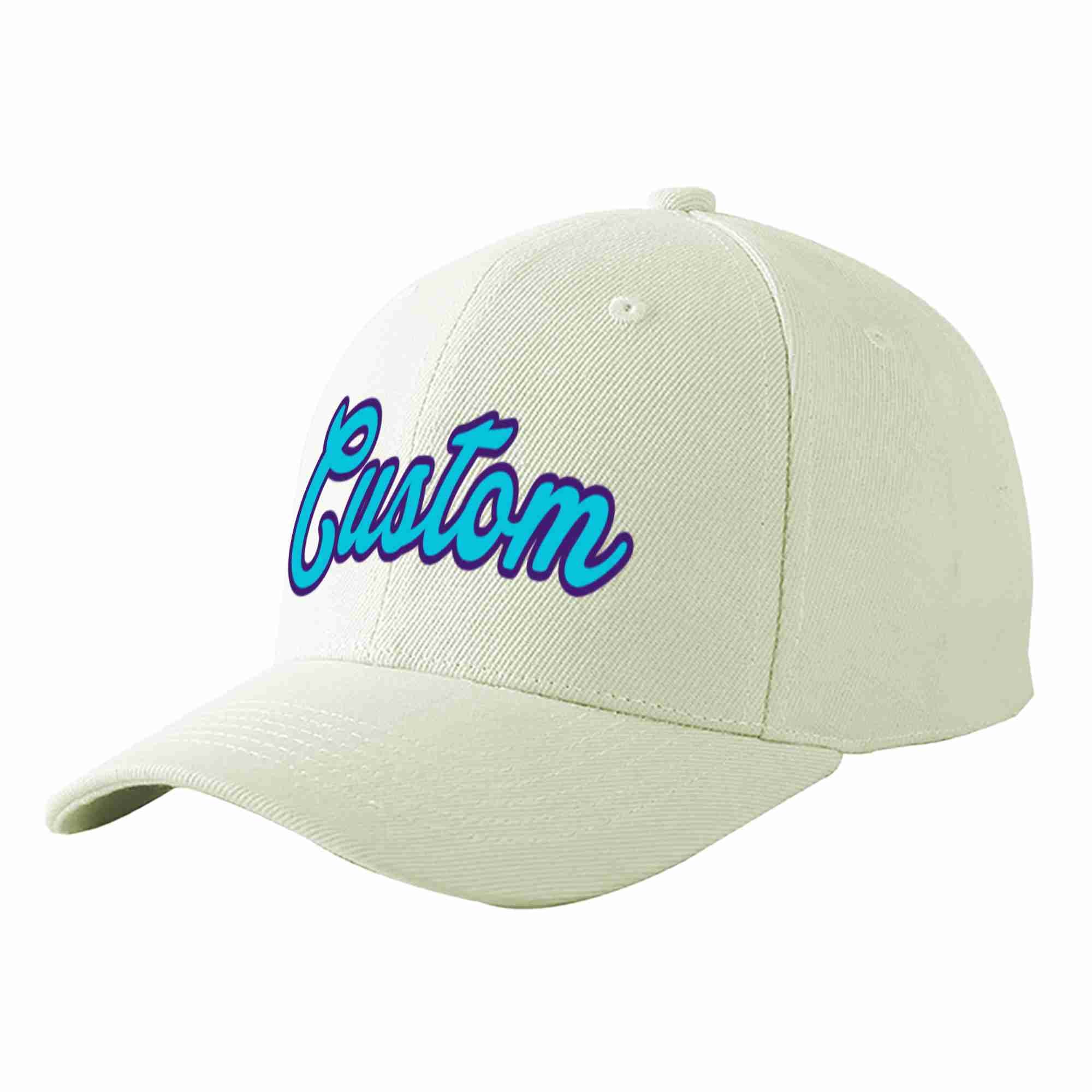 Casquette de baseball de sport incurvée bleu clair-violet crème personnalisée pour hommes/femmes/jeunes