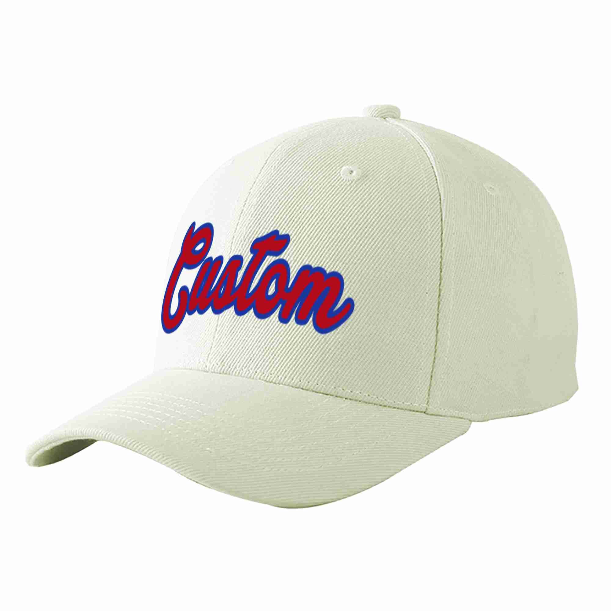 Custom Cream Red-Royal Curved Eaves Sport Baseball Cap Design for Men/Women/Youth