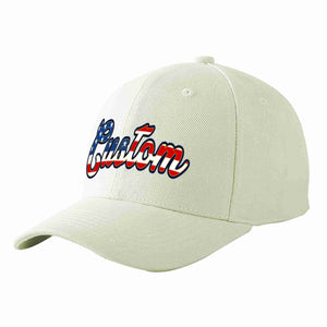 Custom Cream Vintage USA Flag-Gold Curved Eaves Sport Baseball Cap Design for Men/Women/Youth