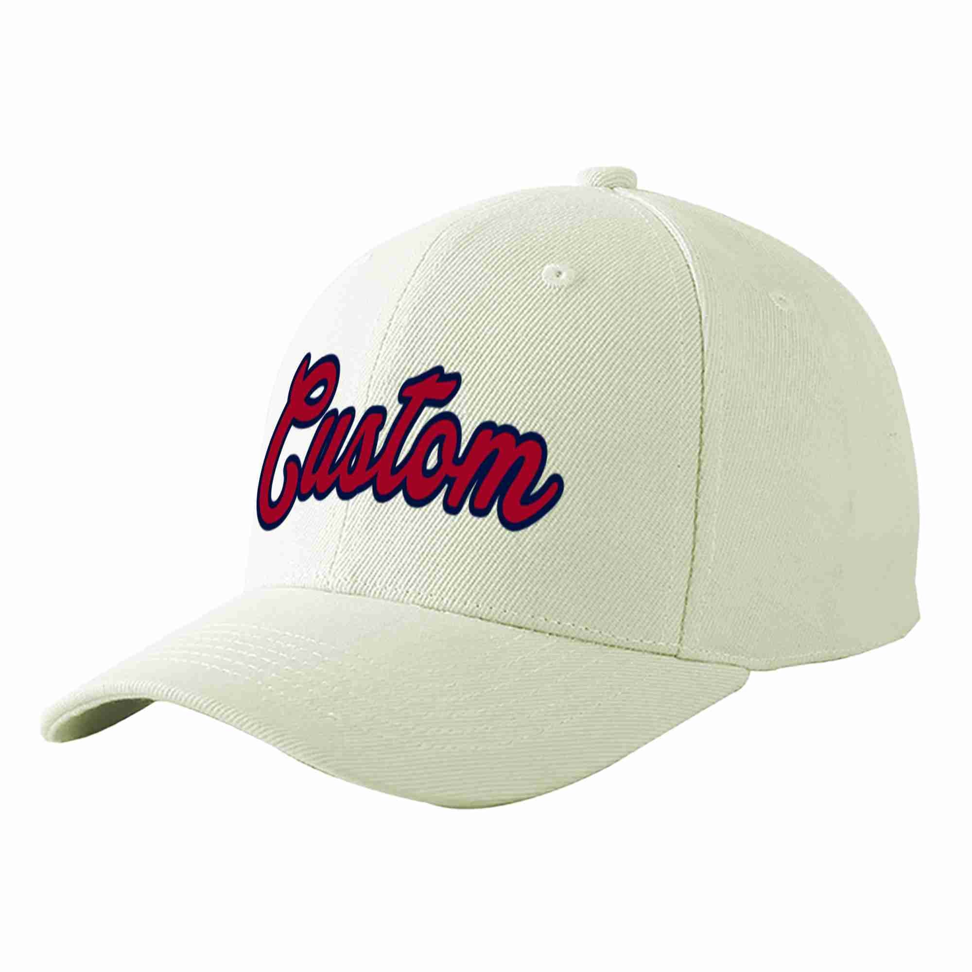 Casquette de baseball de sport incurvée rouge-marine crème personnalisée pour hommes/femmes/jeunes