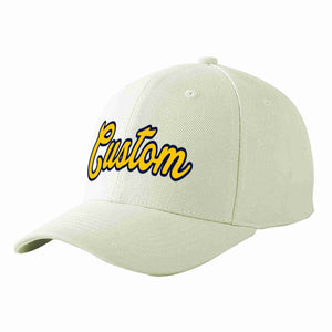 Custom Cream Gold-Navy Curved Eaves Sport Baseball Cap Design for Men/Women/Youth