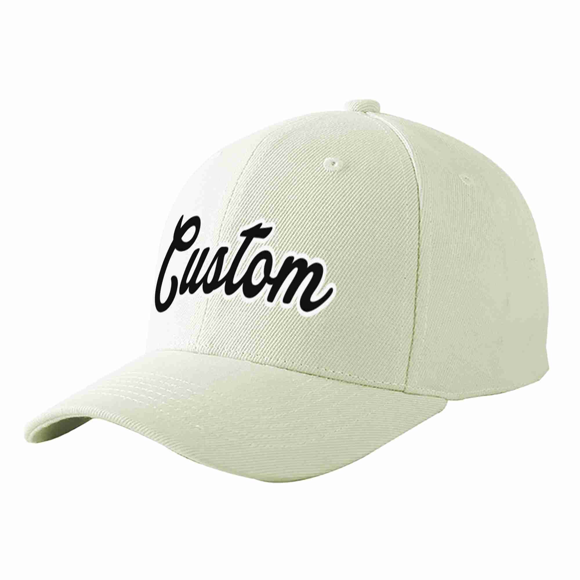 Conception personnalisée de casquette de baseball de sport incurvée noir-blanc crème pour hommes/femmes/jeunes