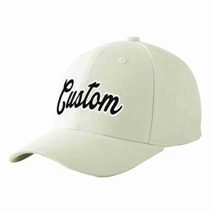 Custom Cream Black-White Curved Eaves Sport Baseball Cap Design for Men/Women/Youth