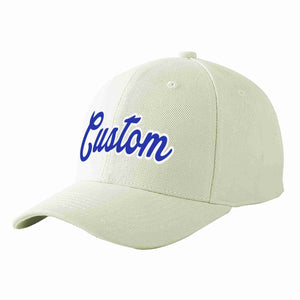 Custom Cream Royal-White Curved Eaves Sport Baseball Cap Design for Men/Women/Youth