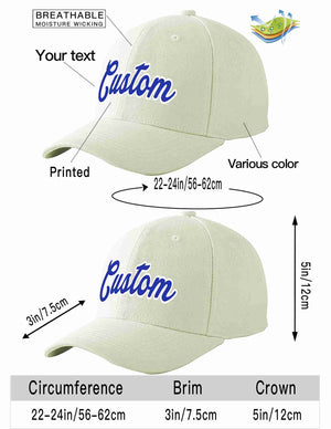 Custom Cream Royal-White Curved Eaves Sport Baseball Cap Design for Men/Women/Youth