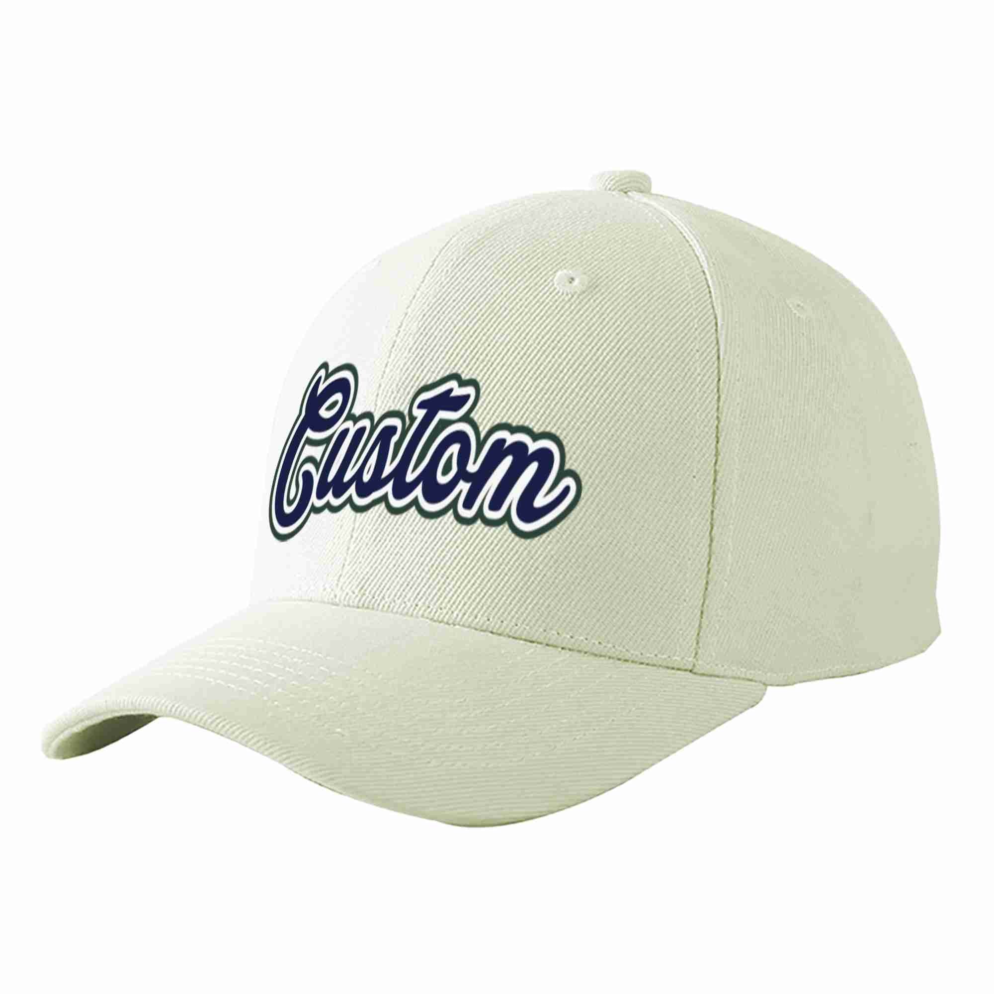 Casquette de baseball de sport incurvée, crème, bleu marine et blanc, personnalisée, pour hommes/femmes/jeunes