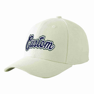 Custom Cream Navy-White Curved Eaves Sport Baseball Cap Design for Men/Women/Youth