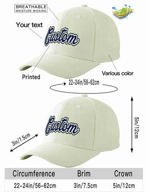 Custom Cream Navy-White Curved Eaves Sport Baseball Cap Design for Men/Women/Youth