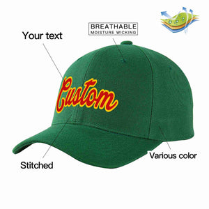 Custom Green Red-Yellow Curved Eaves Sport Baseball Cap Design for Men/Women/Youth