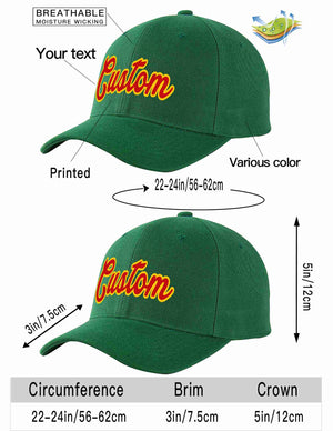 Custom Green Red-Yellow Curved Eaves Sport Baseball Cap Design for Men/Women/Youth