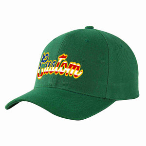 Custom Green Vintage USA Flag-Gold Curved Eaves Sport Baseball Cap Design for Men/Women/Youth