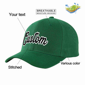 Custom Green Black-White Curved Eaves Sport Baseball Cap Design for Men/Women/Youth