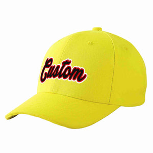 Custom Yellow Black-Red Curved Eaves Sport Baseball Cap Design for Men/Women/Youth