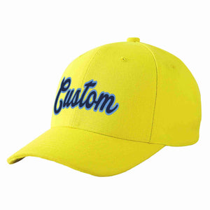 Conception personnalisée de casquette de baseball de sport incurvée jaune marine-bleu clair pour hommes/femmes/jeunes