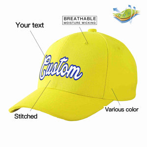 Custom Yellow White-Royal Curved Eaves Sport Baseball Cap Design for Men/Women/Youth