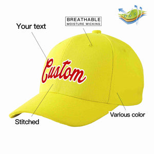 Custom Yellow Red-White Curved Eaves Sport Baseball Cap Design for Men/Women/Youth