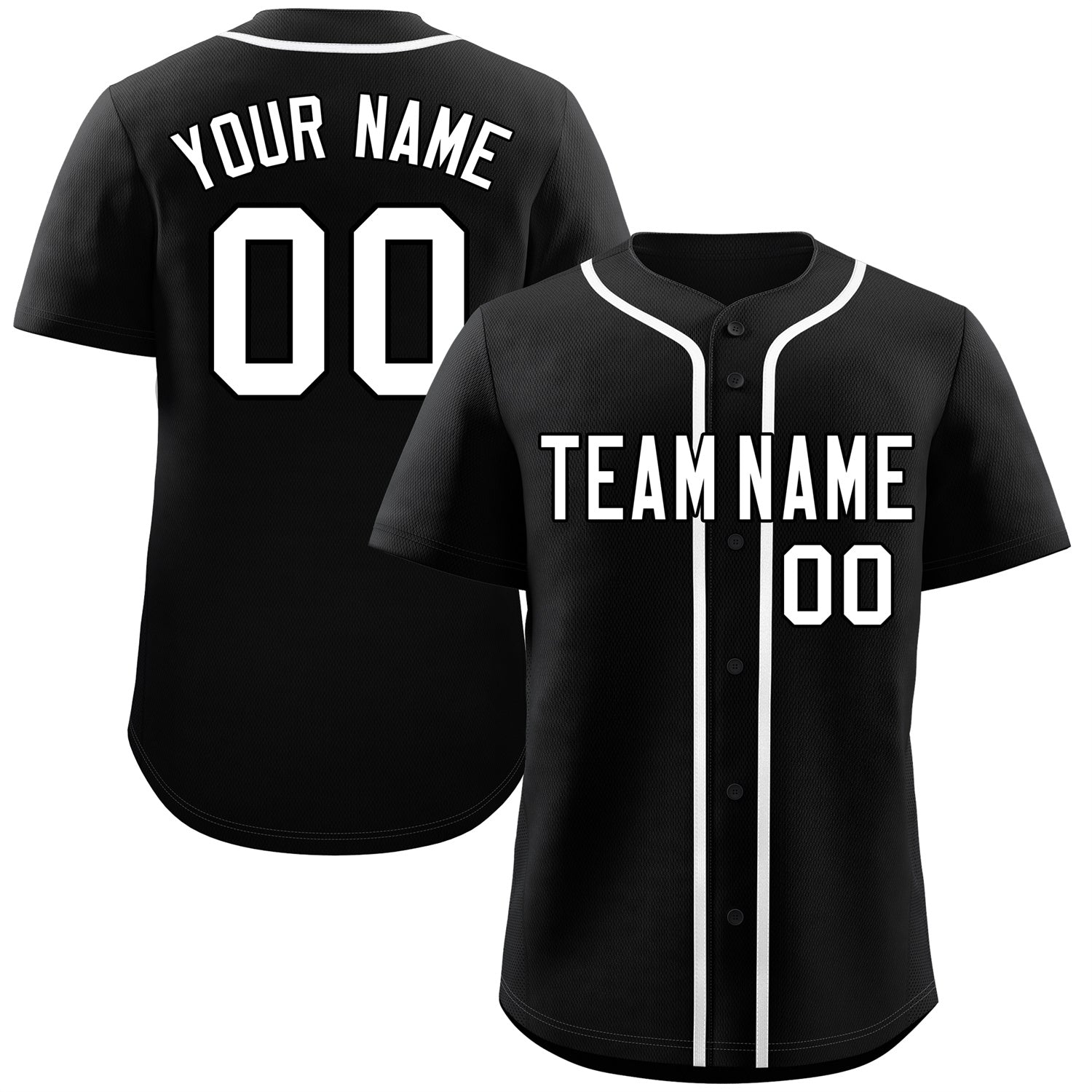 Custom Black White Classic Style Authentic Baseball Jersey