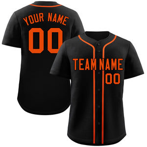 Maillot de baseball authentique de style classique orange noir personnalisé