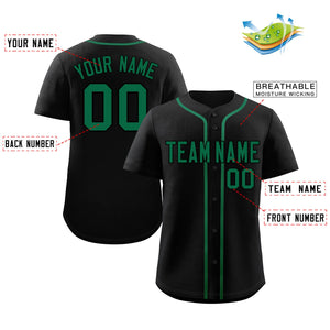 Maillot de baseball authentique de style classique vert noir personnalisé