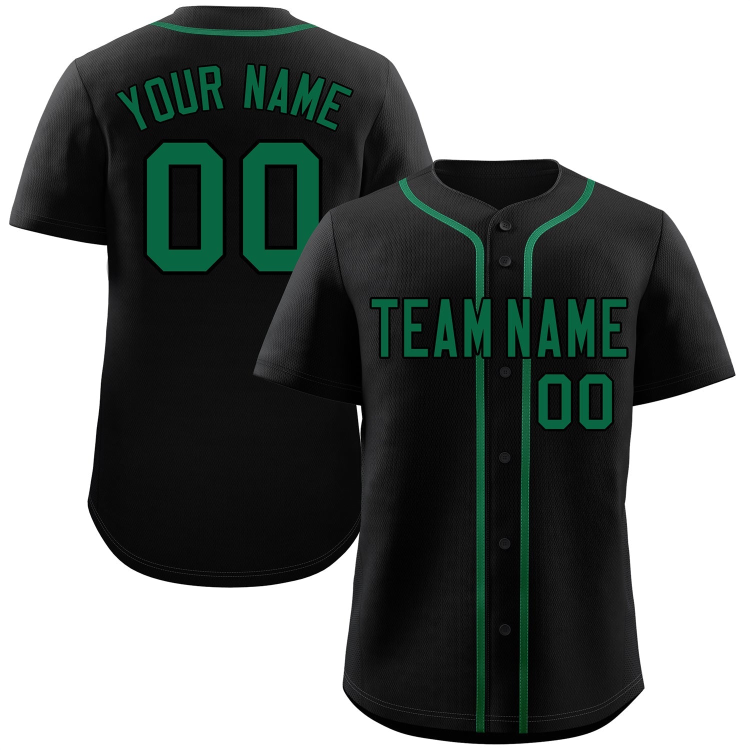 Maillot de baseball authentique de style classique vert noir personnalisé