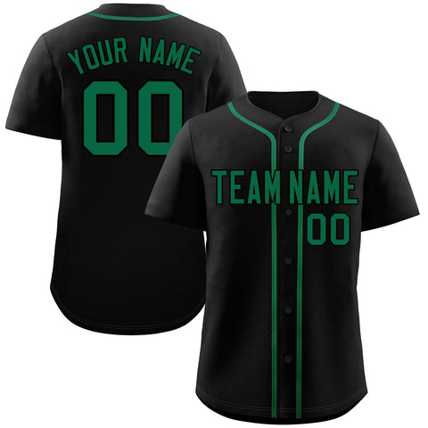 Custom Black Green Classic Style Authentic Baseball Jersey