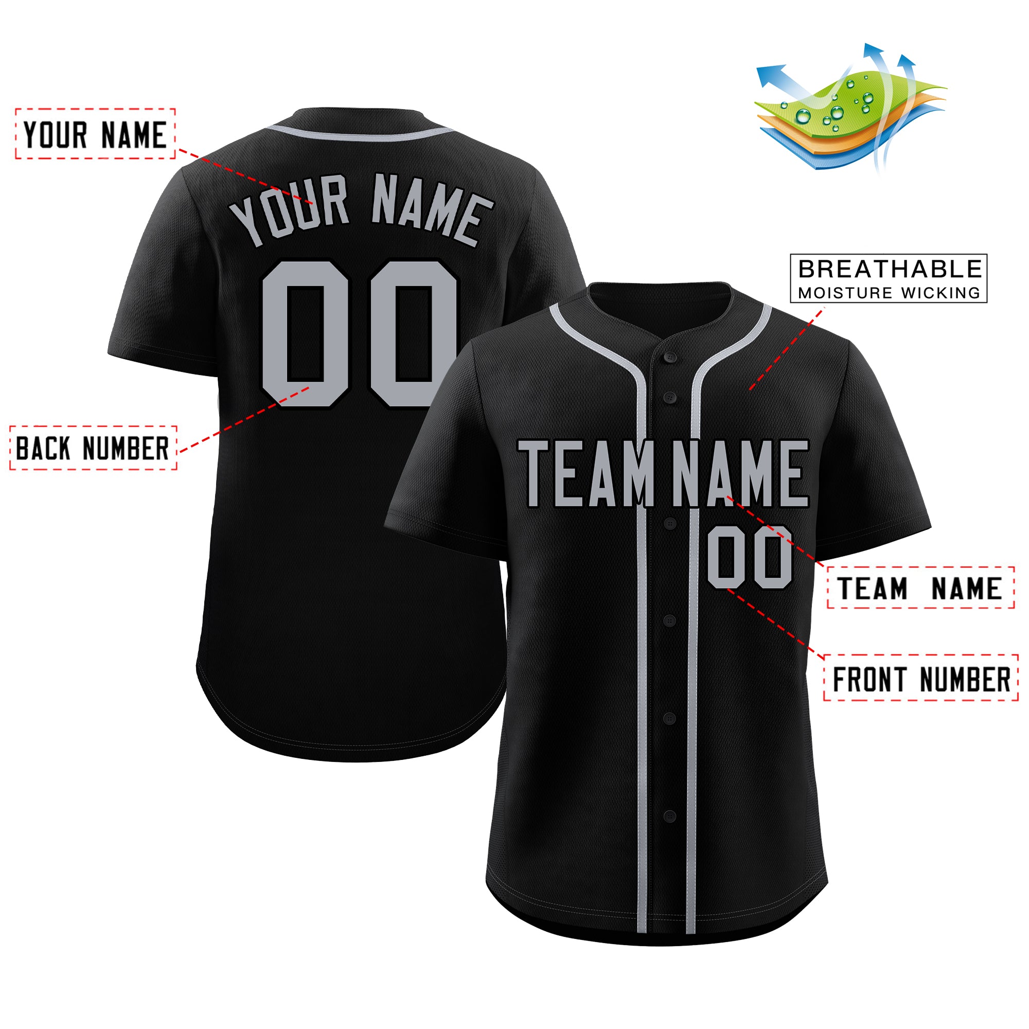 Custom Black Gray Classic Style Authentic Baseball Jersey