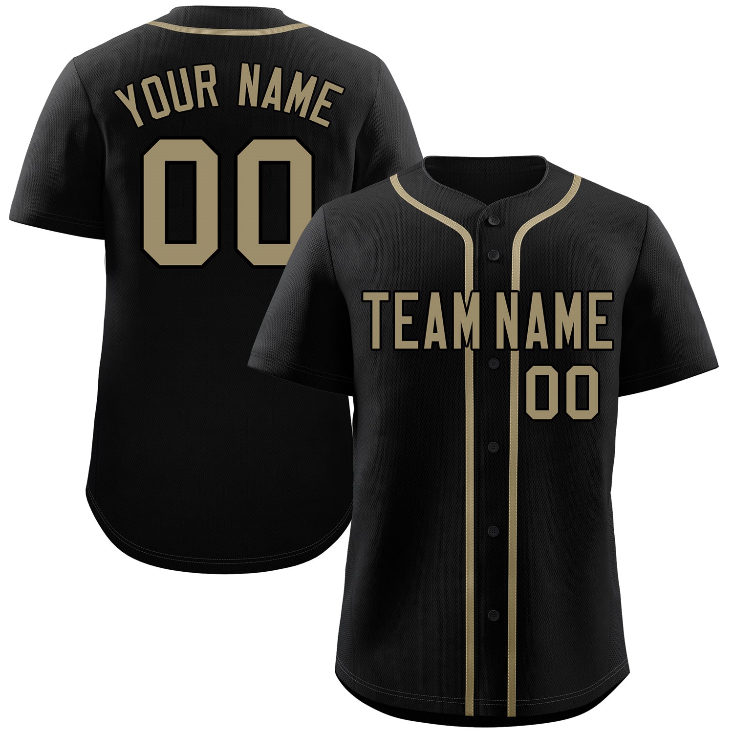 Maillot de baseball authentique de style classique noir personnalisé Old Gold