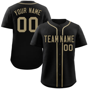 Custom Black Old Gold Classic Style Authentic Baseball Jersey