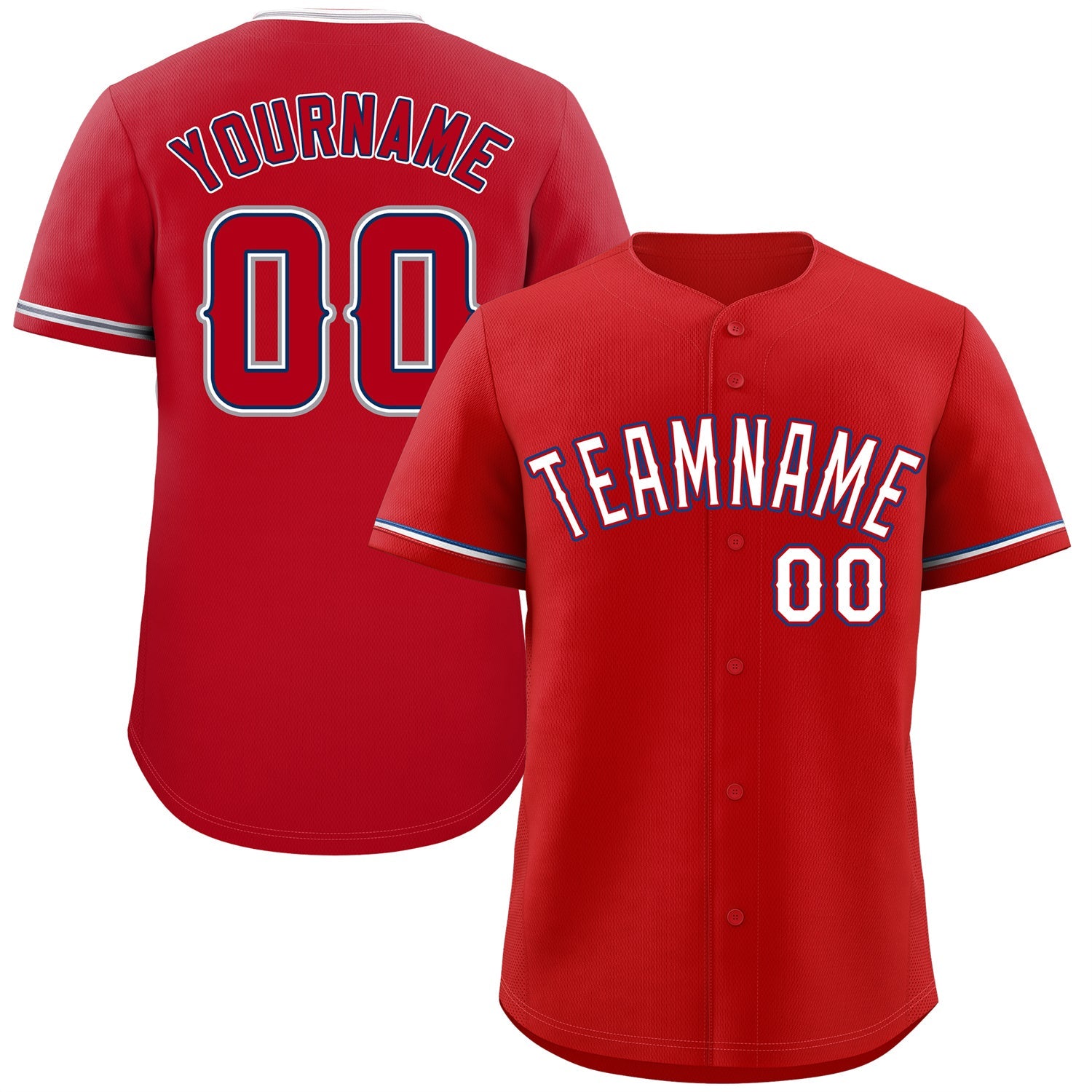 Custom Red White-Navy Bull Classic Style Authentic Baseball Jersey